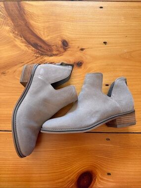 Blondo Light Gray Suede Cutout Ankle Booties